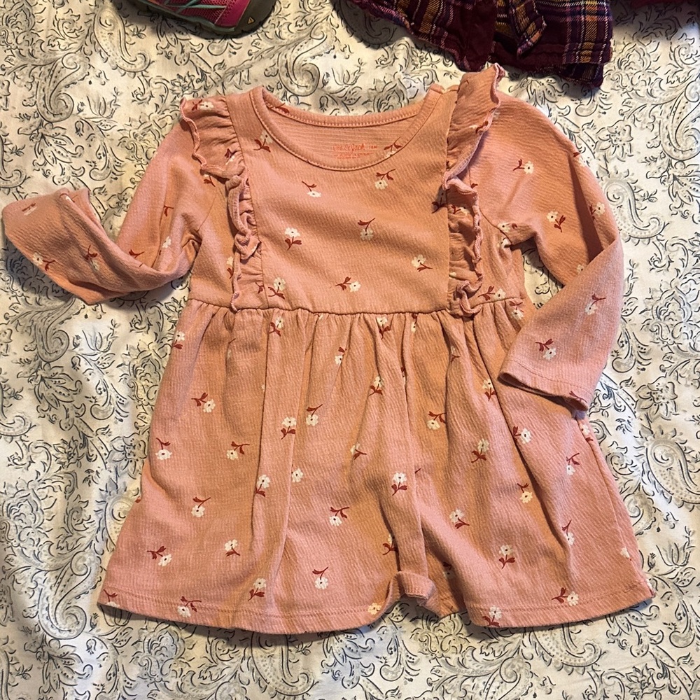 Cat & Jack Floral Ruffle Dress - Peach